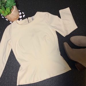 J. CREW XXS Beige Pepplum long sleeves